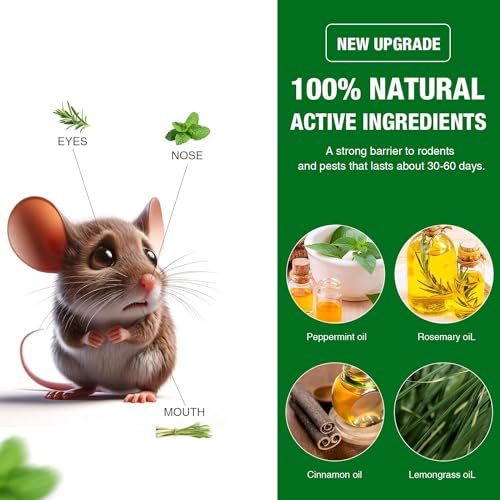 Mouse Rodent Repellent, 24Pcs Peppermint Oil Moth Balls for Rats Mice Deterrent, Safety for Humans & Pets, Pest Pouches for Roaches, Ant, Bugs, Spiders, Rats, Insect Defense for House