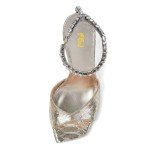 FSJ Women Crystal Chain Ankle Straps Heeled Sandals Square Open Toe Rhinestones Buckle Sexy Strappy Stiletto Evening Party Dress Shoes Size 10 Light Gold