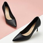 C.Paravano Pointy Heels Wedding Shoes Dressy Low Heel Work Casual Heels Flight Attendant Heels Pointed Toe Pumps for Office Wear and Casual Outfits(Size 6.5,Black)