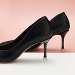 C.Paravano Pointy Heels Wedding Shoes Dressy Low Heel Work Casual Heels Flight Attendant Heels Pointed Toe Pumps for Office Wear and Casual Outfits(Size 6.5,Black)