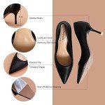 C.Paravano Pointy Heels Wedding Shoes Dressy Low Heel Work Casual Heels Flight Attendant Heels Pointed Toe Pumps for Office Wear and Casual Outfits(Size 6.5,Black)