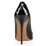 FSJ Women Formal Pointed Toe Pumps High Heel Stilettos Sexy Slip On Snakeskin Dress Shoes Size 7 Black Snake