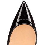 FSJ Women Formal Pointed Toe Pumps High Heel Stilettos Sexy Slip On Snakeskin Dress Shoes Size 7 Black Snake