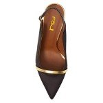 FSJ Women Classy Pointed Toe Thin High Heels Slingback Pumps Stiletto Office Prom Dress Shoes 12 Black