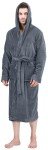Plush Hooded Fleece Bathrobe for Men - Grey