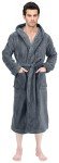 Plush Hooded Fleece Bathrobe for Men - Grey