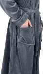 Plush Hooded Fleece Bathrobe for Men - Grey