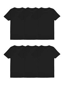 Fruit of the Loom Men's Black Crew T-Shirts 6-Pack