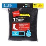 Hanes Mens Crew Moisture-Wicking Double Tough Socks