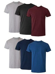 Hanes Men's Moisture-Wicking Pocket T-Shirt 6-Pack