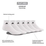 Adidas Men's Cushioned Quarter Socks - 6 Pairs