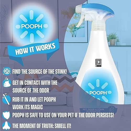 Pooph Pet Odor Eliminator, 20oz Spray - Dismantles Odors on a Molecular Basis, Dogs, Cats, Freshener, Urine, Poop, Pee, Deodorizer, Natures, Puppy, Fresh, Clean, Furniture, Potty, Safe