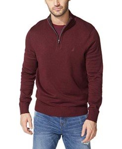 Nautica Men's Burgundy Quarter-Zip Pullover Sweater