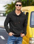 Men's Waffle Knit Hoodie Pullover - Black