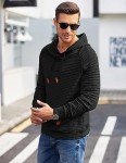 Men's Waffle Knit Hoodie Pullover - Black