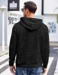 Men's Waffle Knit Hoodie Pullover - Black