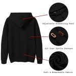 Men's Waffle Knit Hoodie Pullover - Black