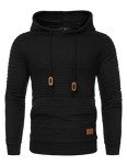 Men's Waffle Knit Hoodie Pullover - Black