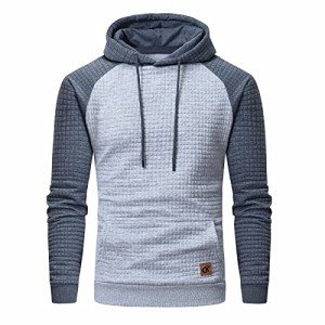 Hipster Plaid Hooded Sweatshirt for Men, Gray