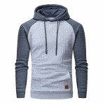 Hipster Plaid Hooded Sweatshirt for Men, Gray