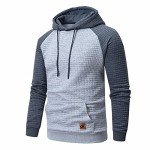 Hipster Plaid Hooded Sweatshirt for Men, Gray