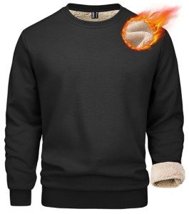 Men's Fleece Pullover Sherpa Sweatshirt - Black 2XL