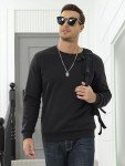 Men's Fleece Pullover Sherpa Sweatshirt - Black 2XL