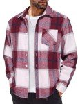 COOFANDY Men’s Red and White Flannel Shirt