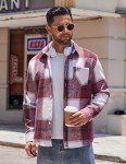 COOFANDY Men’s Red and White Flannel Shirt