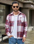 COOFANDY Men’s Red and White Flannel Shirt