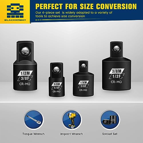 BLACKROBOT 4pc Impact Socket Adapter Set 1/4"-1/2" SAE
