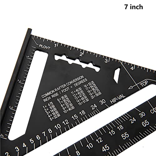 Beslands Aluminum 12-inch & 7-inch Rafter Square Carpenter Set Measuring Layout Tool Alloy Metal Triangle Ruler Protractor for Woodworking and Carpentry （Imperial）…