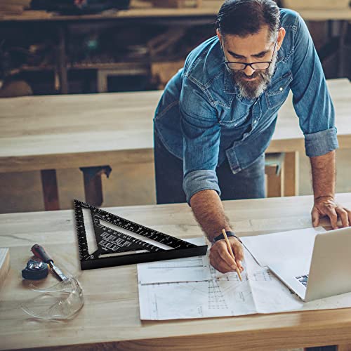 Beslands Aluminum 12-inch & 7-inch Rafter Square Carpenter Set Measuring Layout Tool Alloy Metal Triangle Ruler Protractor for Woodworking and Carpentry （Imperial）…