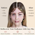 Rena Chris Gua Sha Facial Tools, Natural Jade Stone Guasha, Manual Massage Sticks for Jawline Sculpting and Puffiness Reducing, Scraping Massage Tool, Skin-Care Gift (Green)