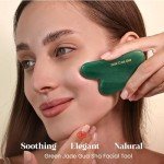 Rena Chris Gua Sha Facial Tools, Natural Jade Stone Guasha, Manual Massage Sticks for Jawline Sculpting and Puffiness Reducing, Scraping Massage Tool, Skin-Care Gift (Green)