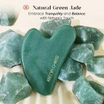 Rena Chris Gua Sha Facial Tools, Natural Jade Stone Guasha, Manual Massage Sticks for Jawline Sculpting and Puffiness Reducing, Scraping Massage Tool, Skin-Care Gift (Green)