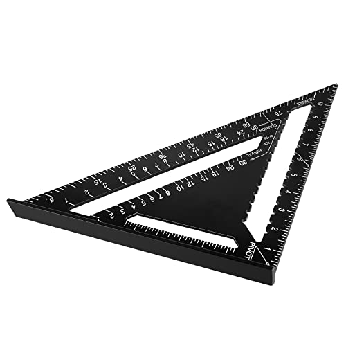 Beslands Aluminum 12-inch Rafter Square Carpenter Measuring Layout Tool Alloy Metal Triangle Ruler Protractor for Woodworking and Carpentry （Imperial）
