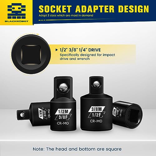 BLACKROBOT 4pc Impact Socket Adapter Set 1/4"-1/2" SAE