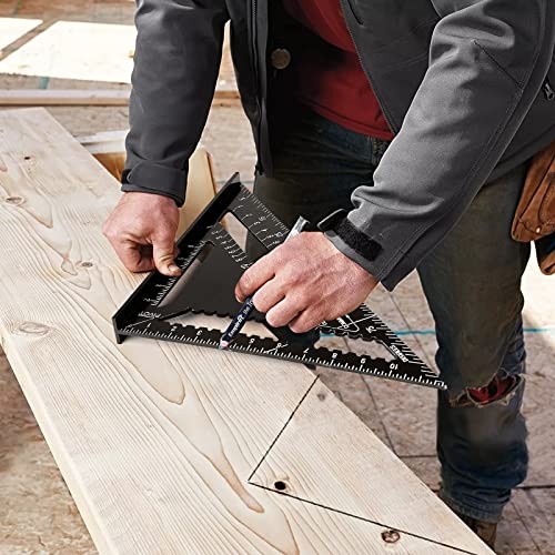 Beslands Aluminum 12-inch Rafter Square Carpenter Measuring Layout Tool Alloy Metal Triangle Ruler Protractor for Woodworking and Carpentry （Imperial）