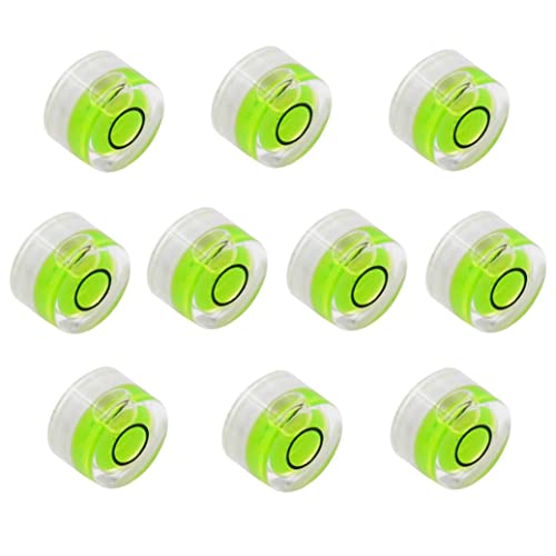 WOYISEPG 10Pcs Bubble Spirit Levels Mini Circular Bullseye Bubble Level Small Round Spirit Level Measuring Layout Tools (10x6mm, Non-Adhesive)