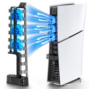 PS5 Slim Cooling Fan with Blue Light, 3 Levels