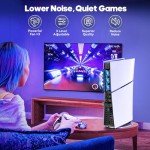 PS5 Slim Cooling Fan with Blue Light, 3 Levels