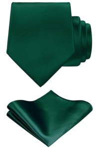 Hunter Green Necktie and Pocket Square Set