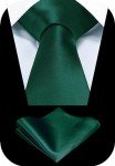 Hunter Green Satin Necktie and Pocket Square Set