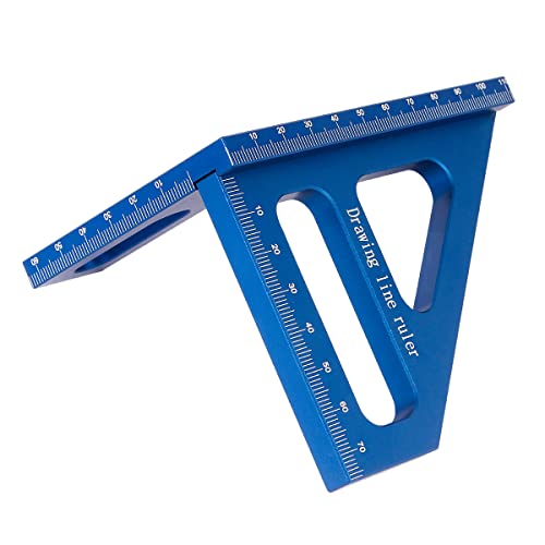 KETIPED 3D Multi-Angle Measuring Ruler,45/90 Degree Aluminum Alloy Woodworking Square Protractor, Miter Triangle Ruler High Precision Layout Measuring Tool for Engineer Carpenter,Blue
