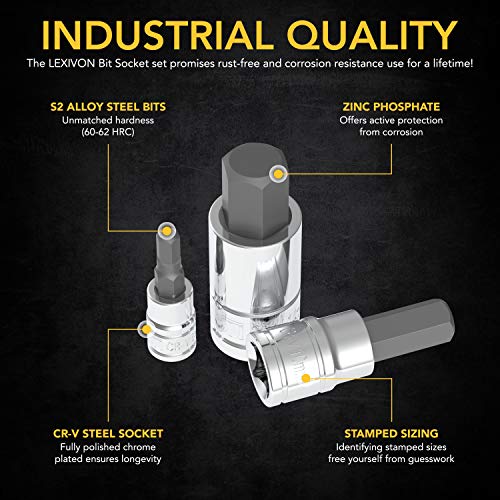 LEXIVON Premium S2 Alloy Steel HEX Bit Socket Set