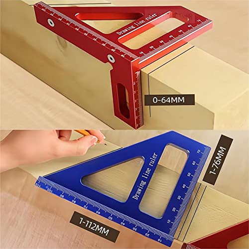 KETIPED 3D Multi-Angle Measuring Ruler,45/90 Degree Aluminum Alloy Woodworking Square Protractor, Miter Triangle Ruler High Precision Layout Measuring Tool for Engineer Carpenter,Blue