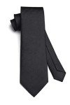 HISDERN Men's Black Striped Silk Tie Set