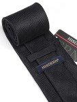 HISDERN Men's Black Striped Silk Tie Set