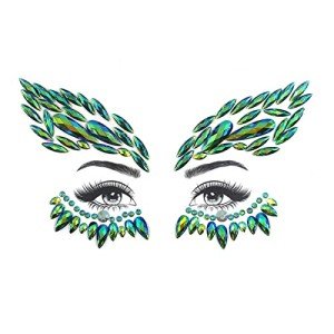 Green Face Gems for Halloween Makeup & Costumes